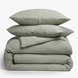 Parachute home organic cloud cotton duvet cover set king size in moss